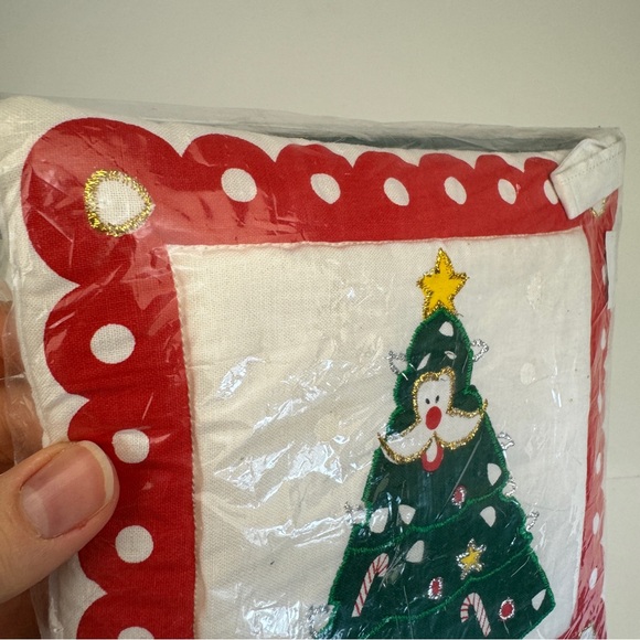 Vtg Sealed NIP Holiday Potholder Christmas Tree Santa Face Gold Silver Accents - Picture 5 of 10
